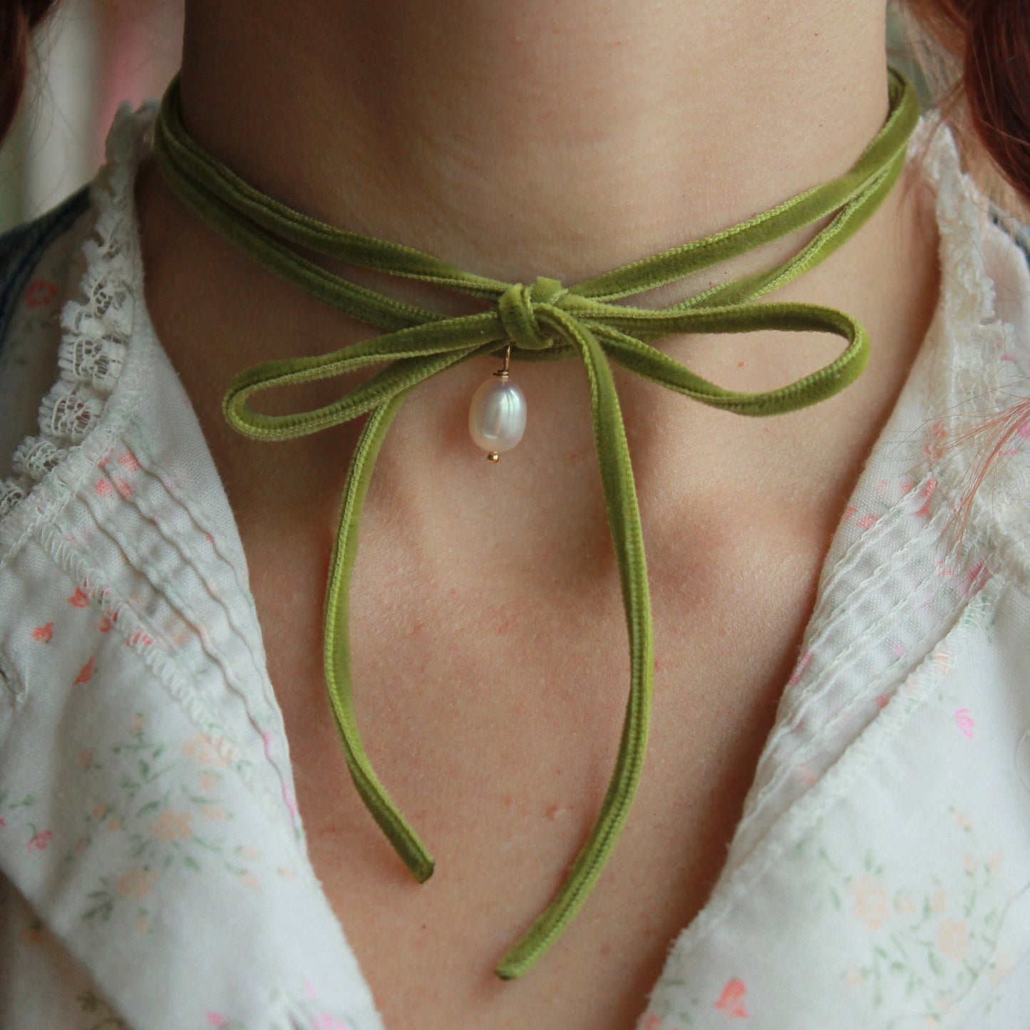 Olive Green Freshwater Pearl Choker