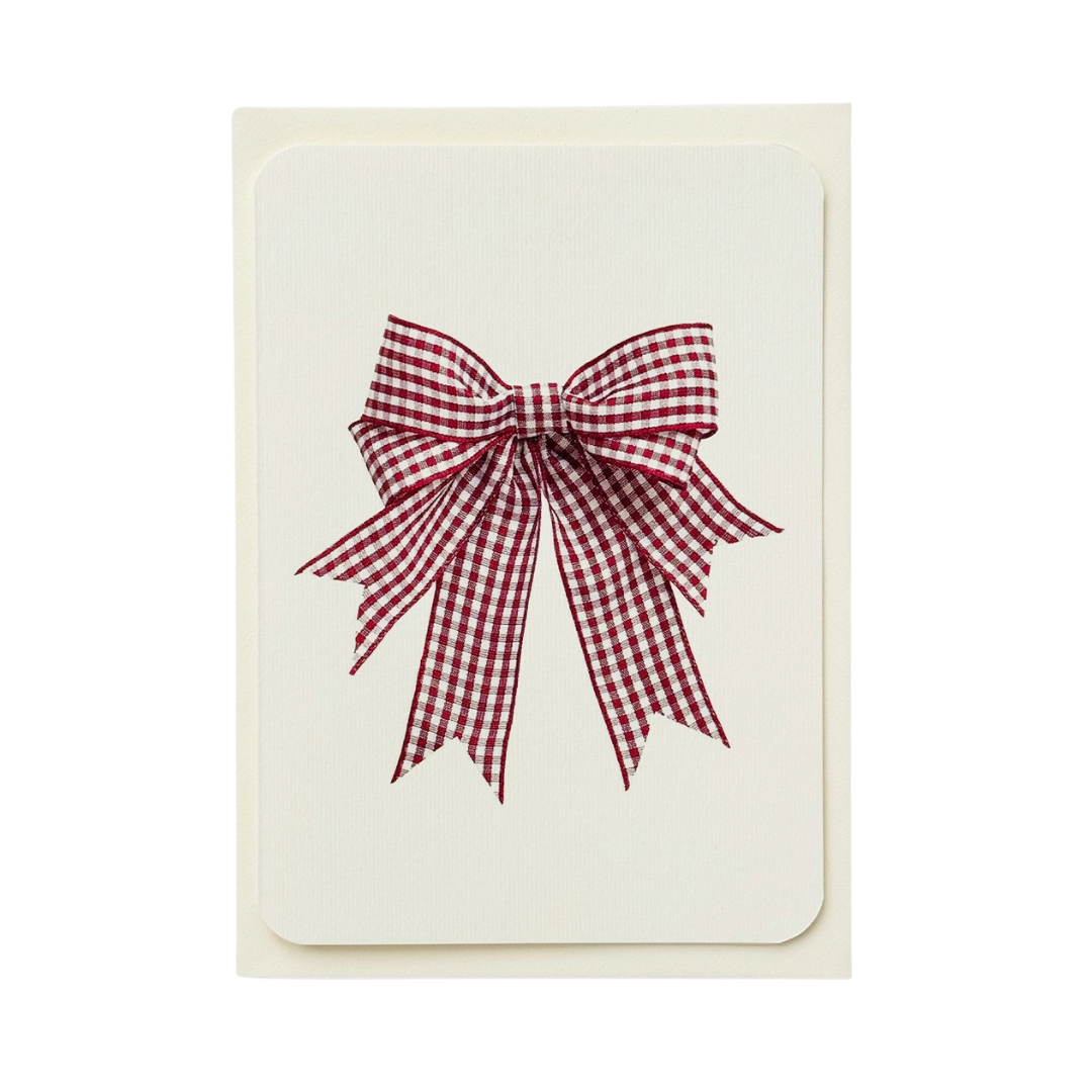 Canonbury Press Red Gingham Bow Greeting Card