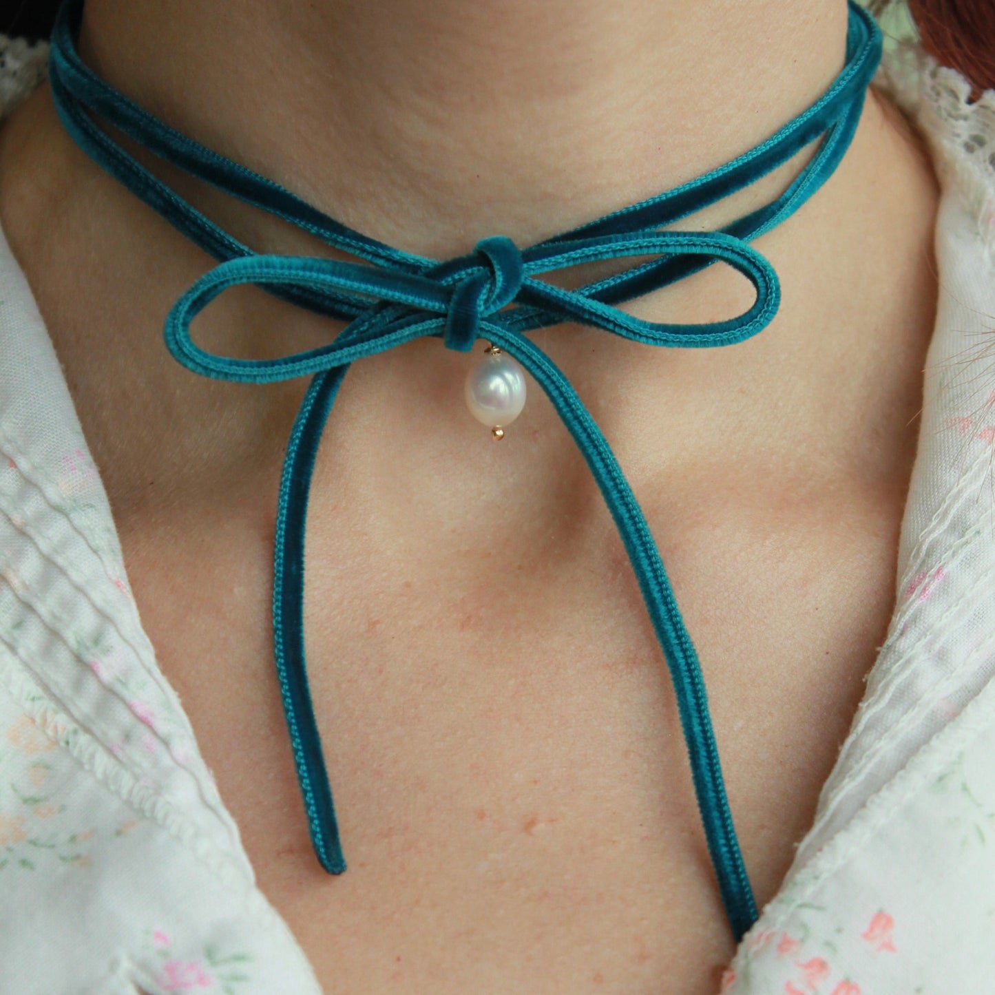 Teal Freshwater Pearl Choker