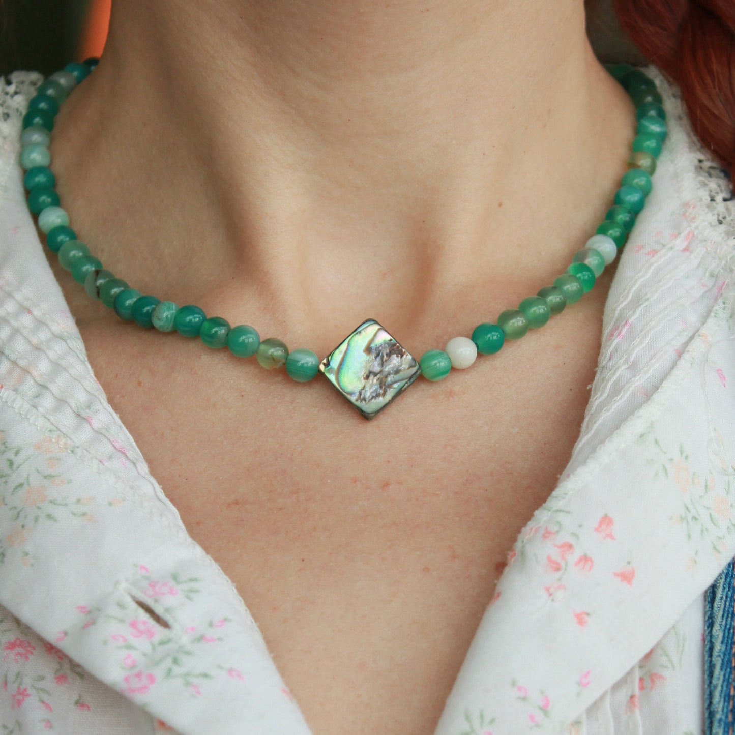 Green Vintage Beaded Necklace